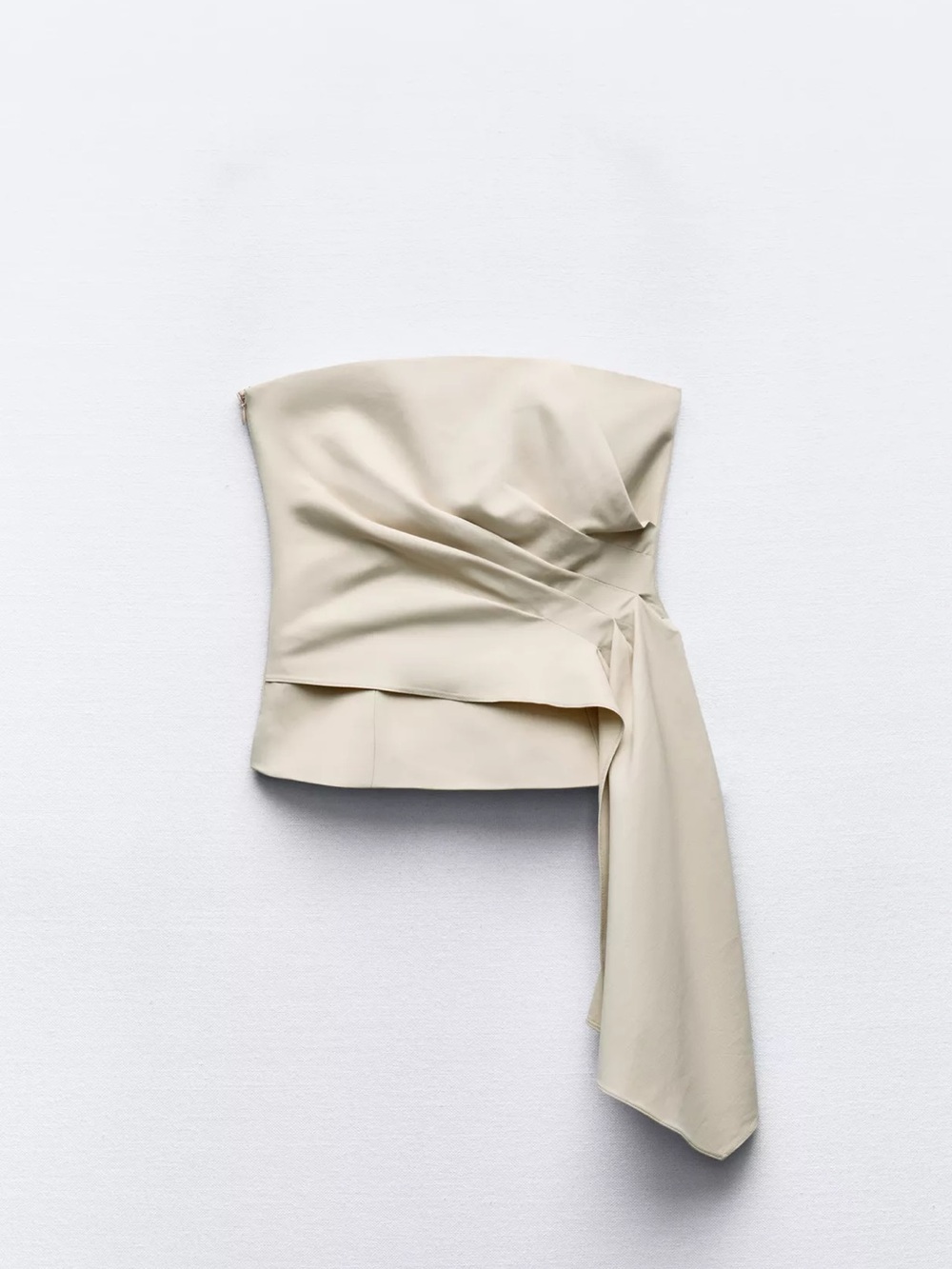 Zara Beige Draped Strapless Camisole with Side Tie